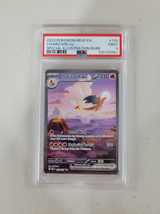 2023 Pokemon EN-Mew 151 Charizard EX 199/165 Special Illustration Rare PSA 9