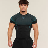 Gymshark Onyx 5.0 Seamless T-Shirt - Black/Brand Blue